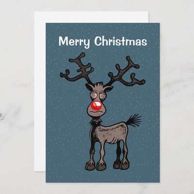 Zazzle Rudolphs Merry Christmas Holiday Card (Front_Back).png