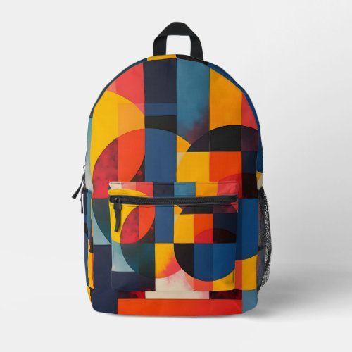 Geometric Circles and Color Blocks backpack