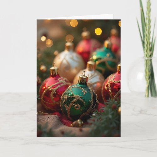 Colorful Christmas Ornaments greeting card
