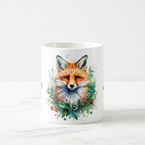 Fox and Holly Christmas mug