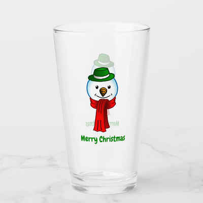 Zazzle Merry Snowman with his Red Scarf Glass (Front).png