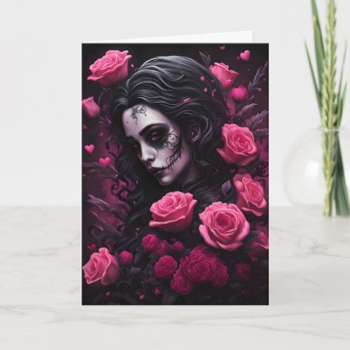 Tatooed Goth Woman Valentine's Day card