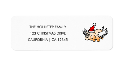Zazzle The Flying Christmas Pig Return Address Label (Front).png