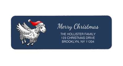 Zazzle Santa Claus Flying Christmas Sheep Label (Front).png