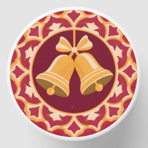 Golden Bells in a Circular Frame mini candle