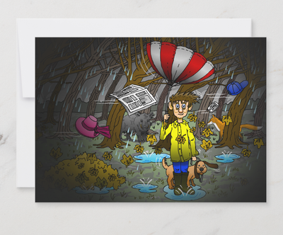 Zazzle Rainy and windy day holiday card (Front).png