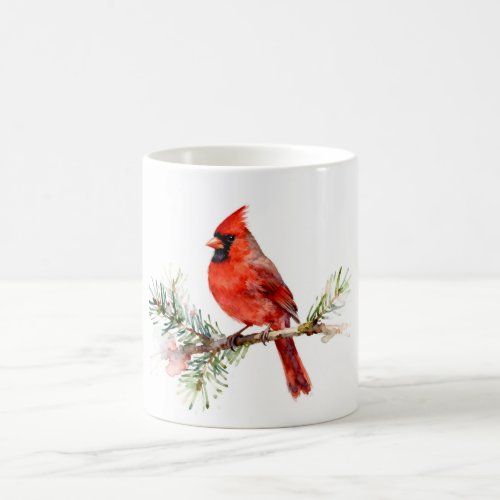 Cardinal on a Fir Branch mug