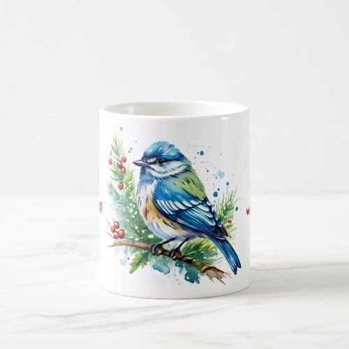 Bluebird at Christmas mug