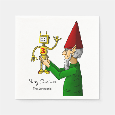 Zazzle The Elf & Robot on Paper Napkins (Front).png