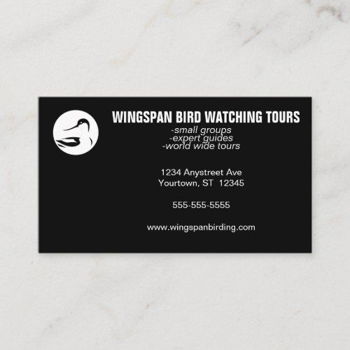 Black and White Birdwatching Tourism card