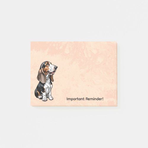 Tricolor Basset Hound post-it notes
