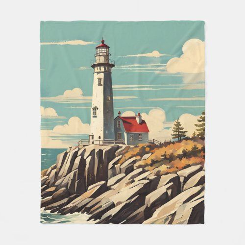 Vintage Poster Lighthouse fleece blanket