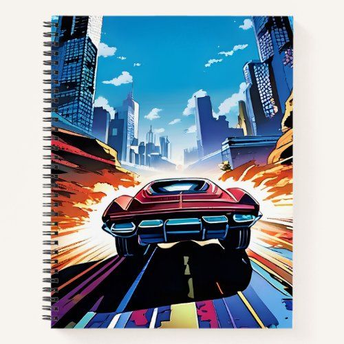 Comic Book Car Going Fast notebook