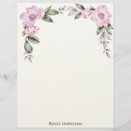 Pale Pink Floral Top Border stationery