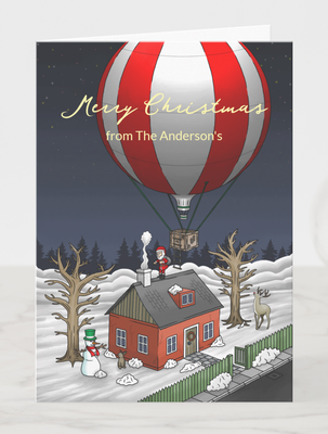 Zazzle Santa's Hot Air Balloon Flight Holiday Card (Front).png