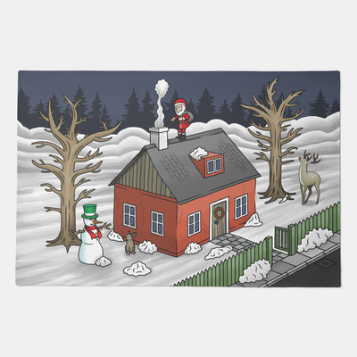 Zazzle Santa Claus and the little red house Doormat (Front).png
