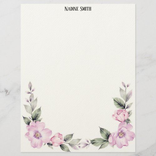 Pale Pink Floral Bottom Frame stationery