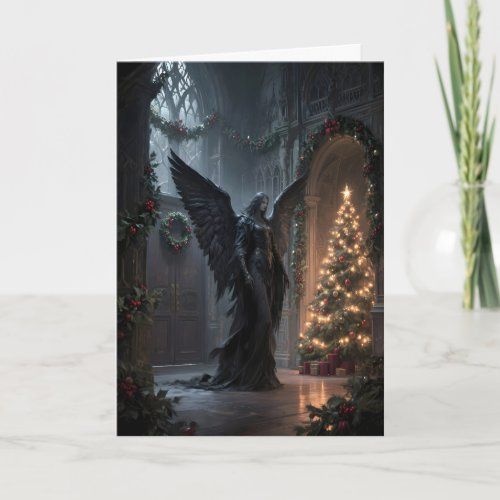 Goth Angel on Christmas Eve card