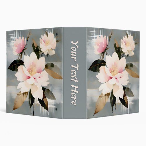 Abstract Pink and White Wabi Sabi Flowers binder