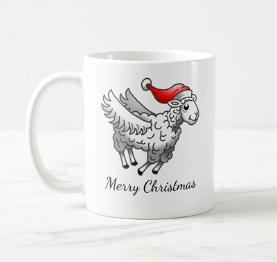 Zazzle Santa Claus Flying Christmas Sheep Coffee Mug (Left)(1).png
