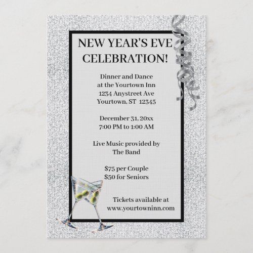 Silver Glitter invitation