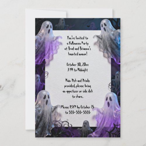 Purple Ghosts Halloween Party invitation