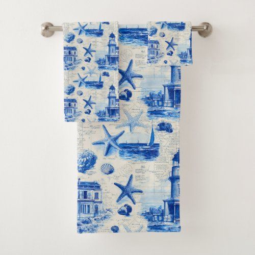 Vintage Lighthouse Art bath towel set