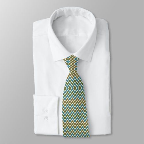 Teal and Brown Chevrons tie