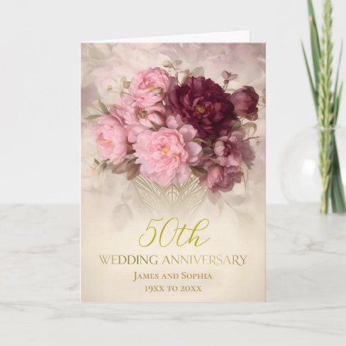 Burgund 50th Wedding Anniversary card