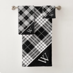 Monogram Tartan Plaid Bath Towel Set