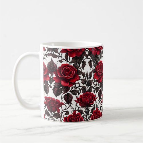 Goth Red Rose on White mug