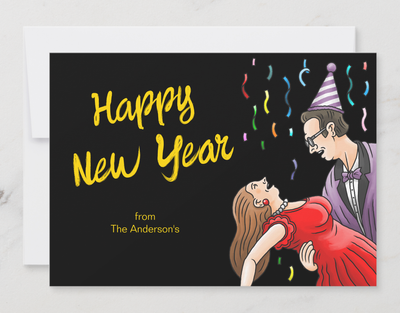 Zazzle A happy New Year's dance Holiday Card (Front).png
