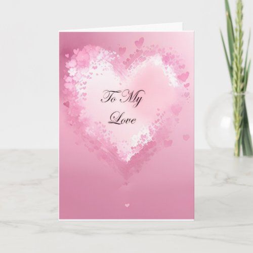Pink Hearts and Flowers Valentine card