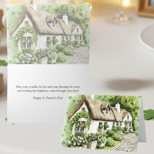 Irish Cottage Irish Blessing Shamrock Happy St. Patrick's Day Card2.png