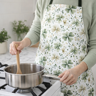 Watercolor Shamrock Kitchen Apron2.png