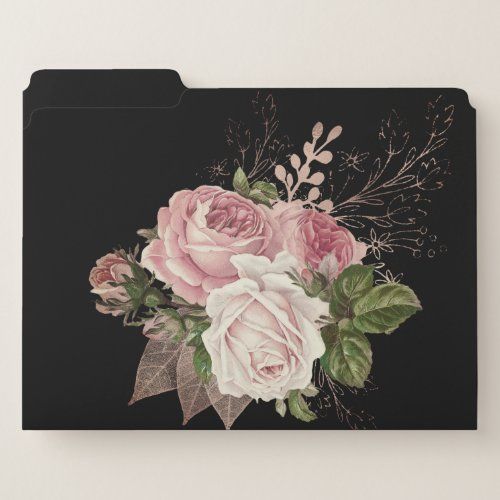 dusty pink and ivory rose bouquet file folder