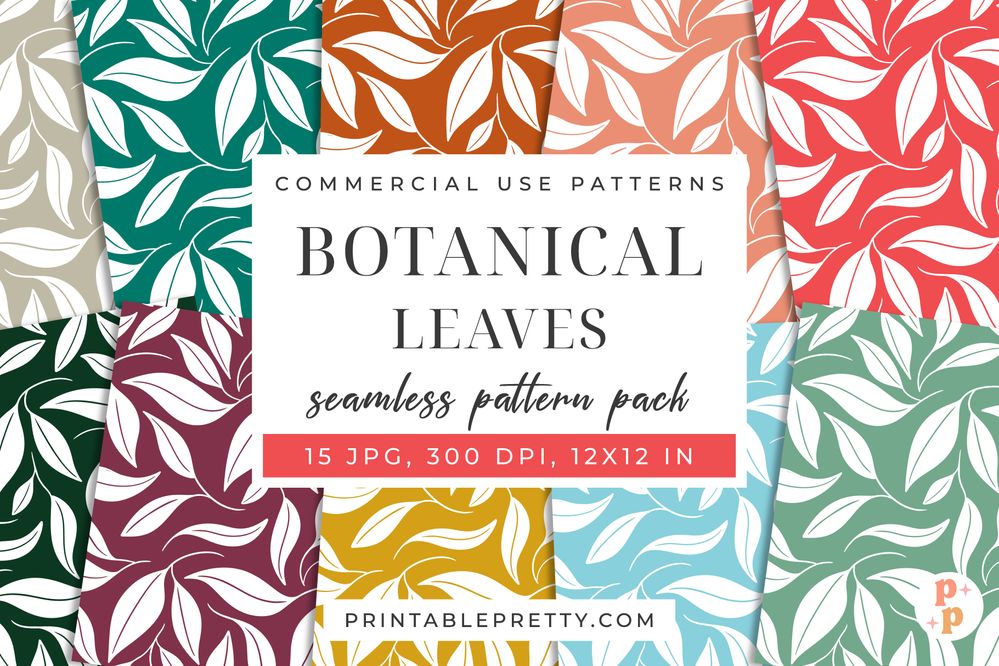 Botanical Leaves Seamless Digital Paper Pack Printable Pretty_Preview 1.jpg