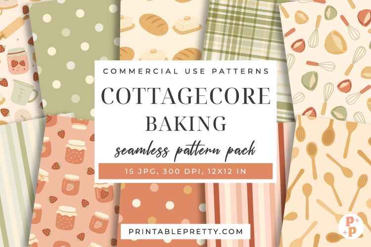 Cottagecore Kitchen Bakery Seamless Pattern Digital Paper Pack_Preview 1.jpg