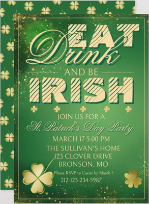 St, Patrick's Party Invitation