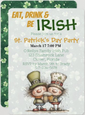St. Patrick's Day Party Invitations