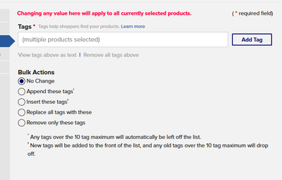 Bulk actions edit tags