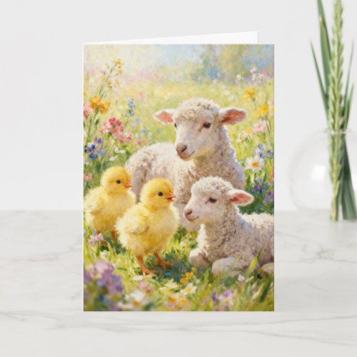 Easter Lambs and Chicks card