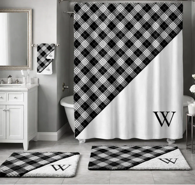 Monogram Shower Curtain/ Bath Towel Sets and Bath Mats