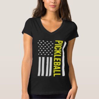 American Flag Pickleball Funny T-Shirt by El_Deep