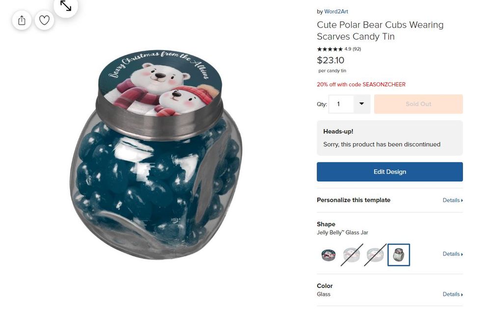 Polar Bears Jelly Belly Glass Candy Jar.JPG