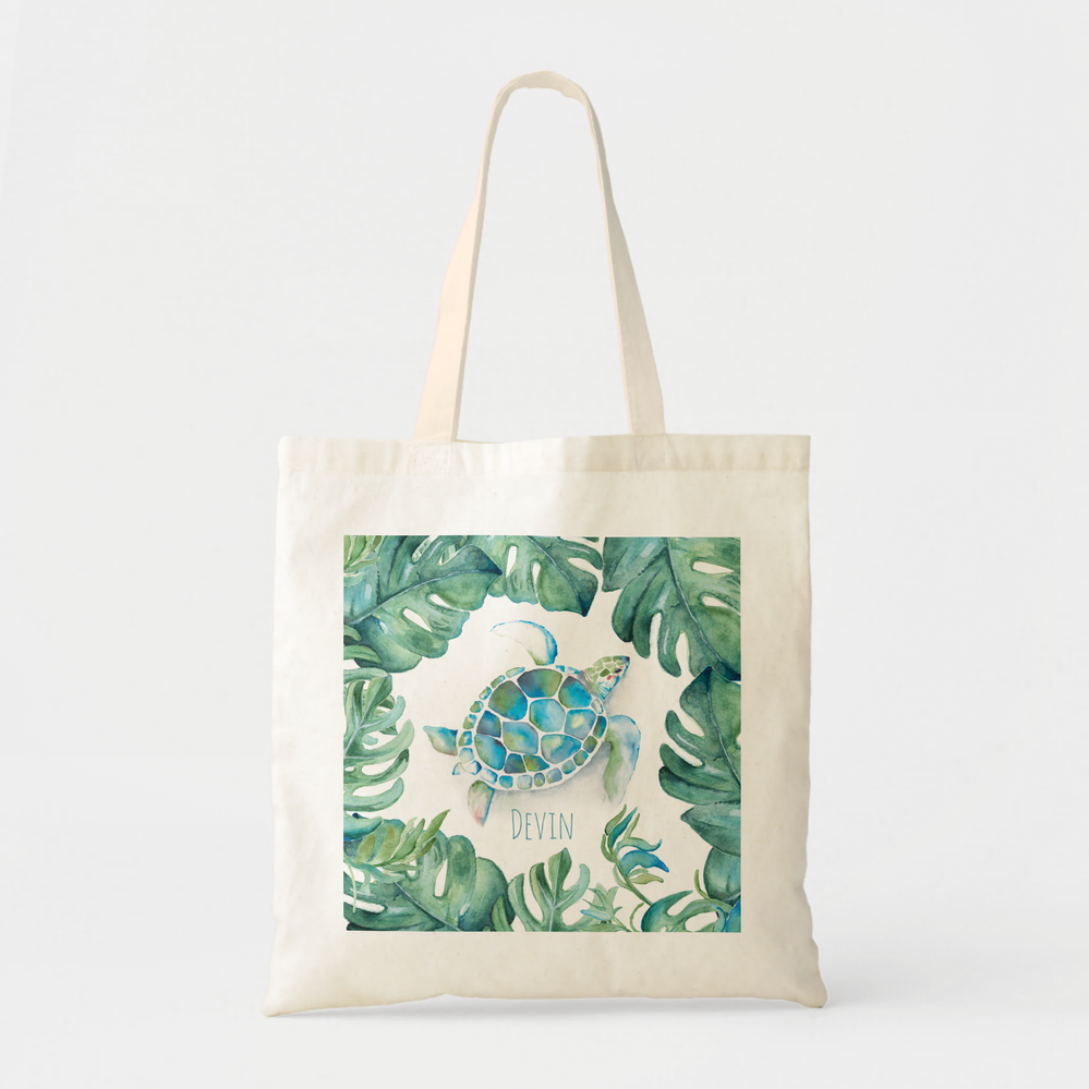 Zazzle - Mockup - Tropical Sea Turtle and Palm Leaves Tote Bag.png