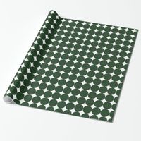 Green circles x White 4 point stars Christmas Wrapping Paper