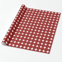 Red circles x White 4 point stars Christmas Wrapping Paper