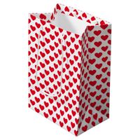Red heart pattern with white backgroung medium gift bag
