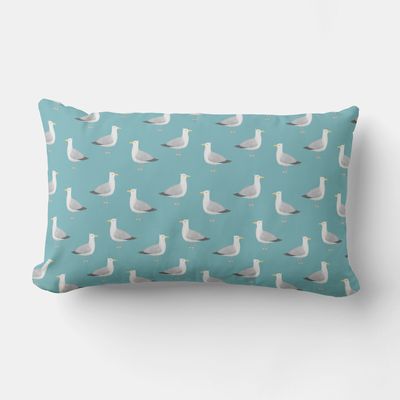 Seagull Pattern Turquoise Cushion